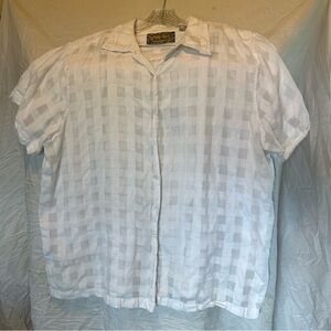 White gingham cotton button up
